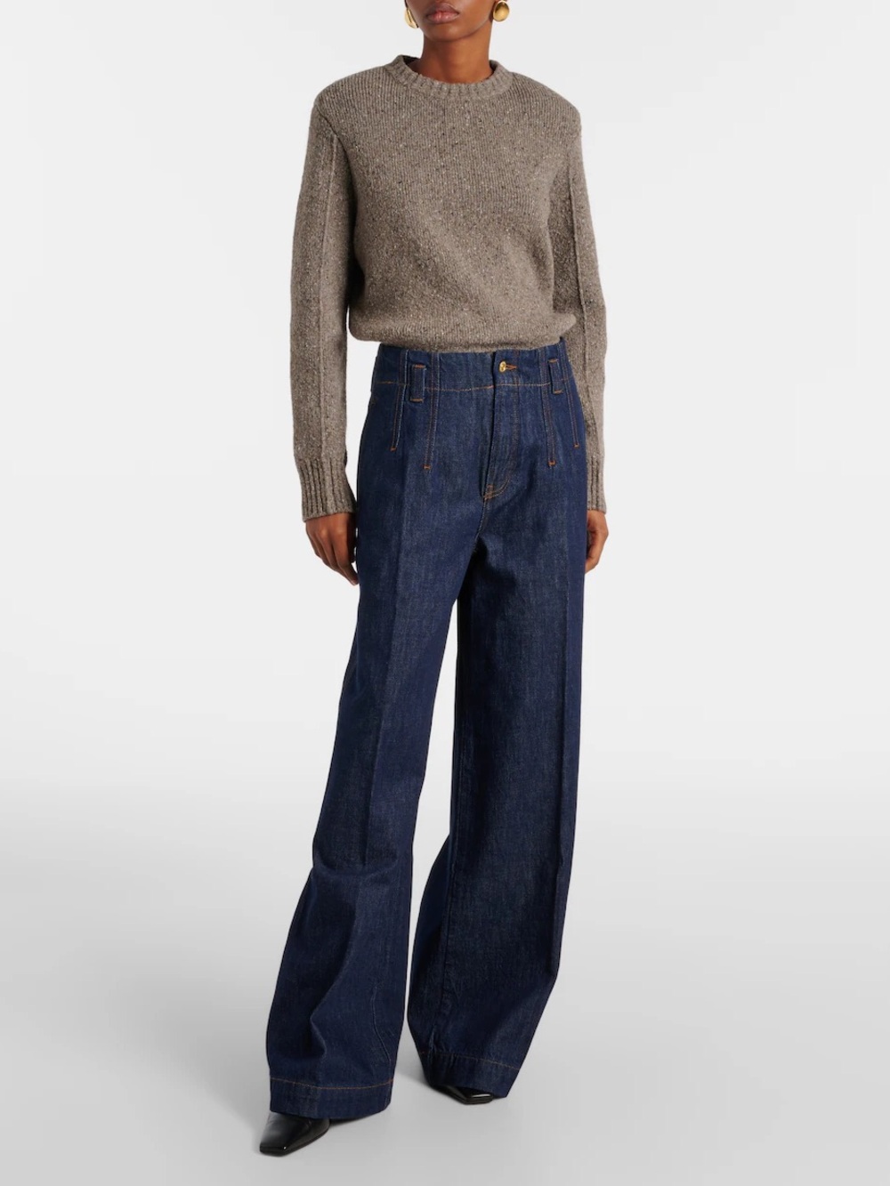 Frame Denim Wide-Leg High-Rise Jeans in Dark Blue